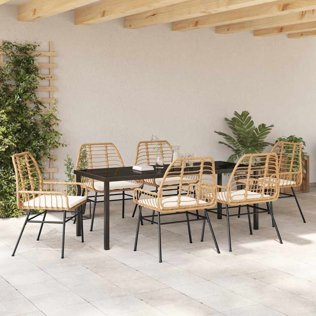 Tuin eettafelset 7 pcs Bruin poly rattan – afbeelding 4