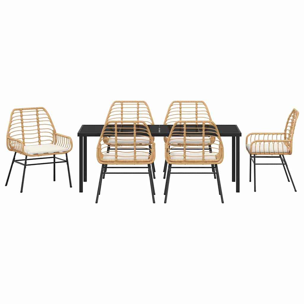 Tuin eettafelset 7 pcs Bruin poly rattan – afbeelding 7