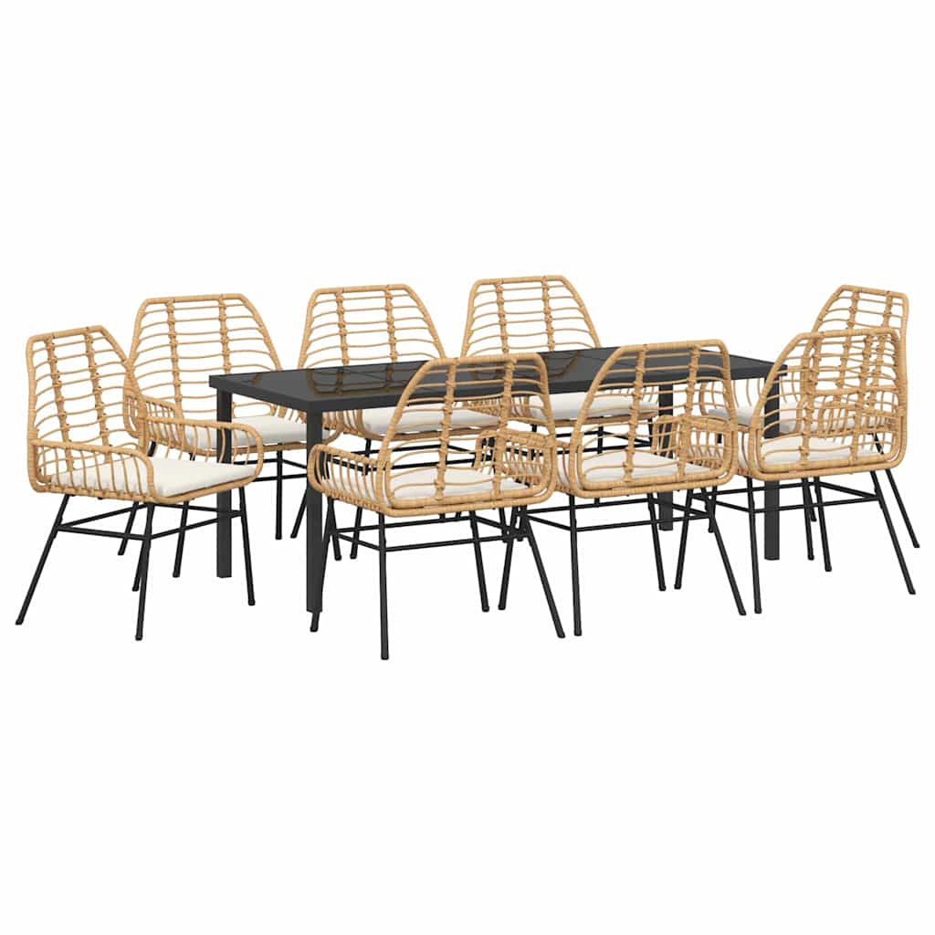 Tuin eettafelset 9 pcs Bruin poly rattan – afbeelding 2