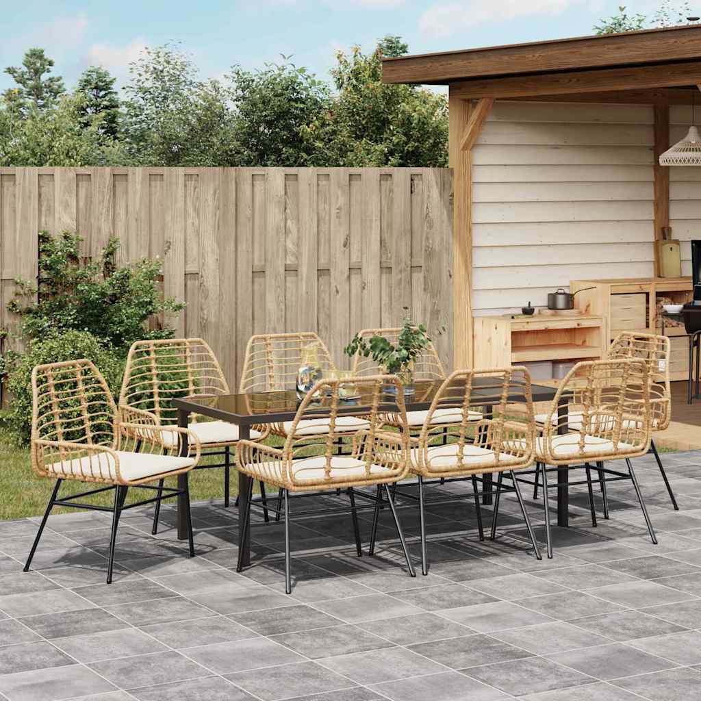 Tuin eettafelset 9 pcs Bruin poly rattan – afbeelding 4