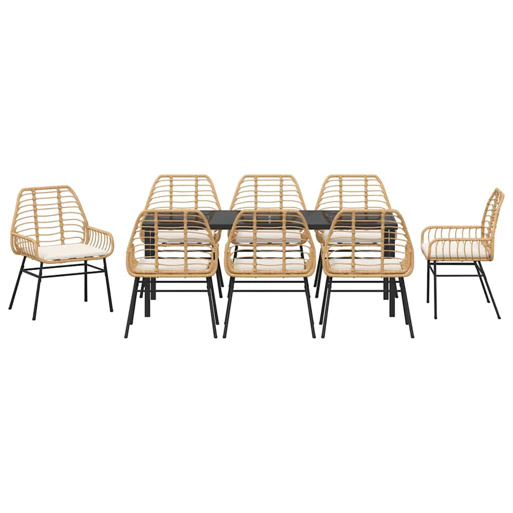 Tuin eettafelset 9 pcs Bruin poly rattan – afbeelding 7