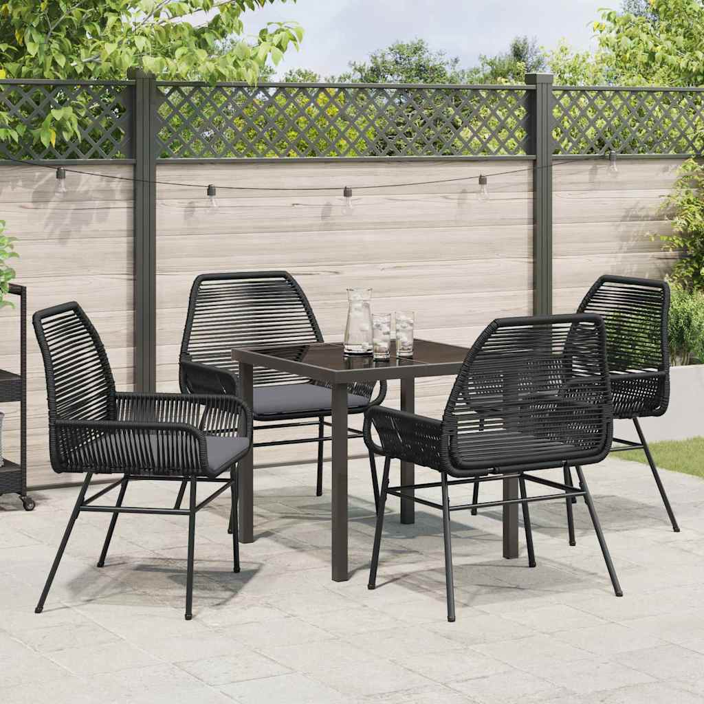 Tuin eettafelset met kussen 5 pcs Zwart poly rattan – afbeelding 4