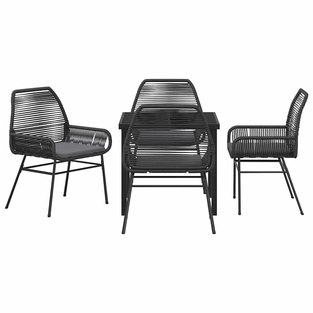 Tuin eettafelset met kussen 5 pcs Zwart poly rattan – afbeelding 7