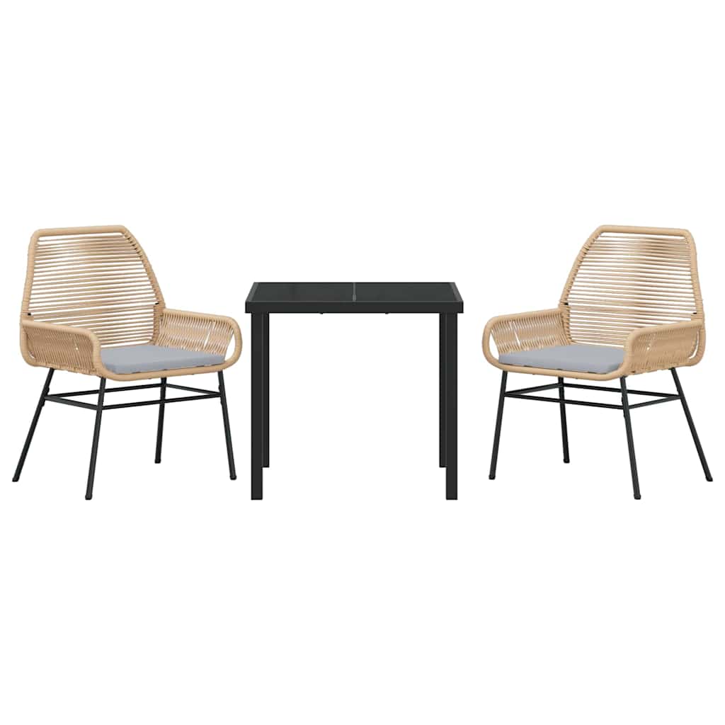 Tuin eettafelset met kussen 3 pcs Bruin poly rattan – afbeelding 7