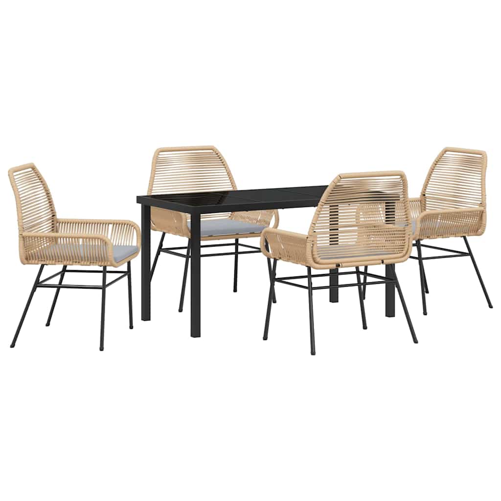 Tuin eettafelset met kussen 5 pcs Bruin poly rattan – afbeelding 2