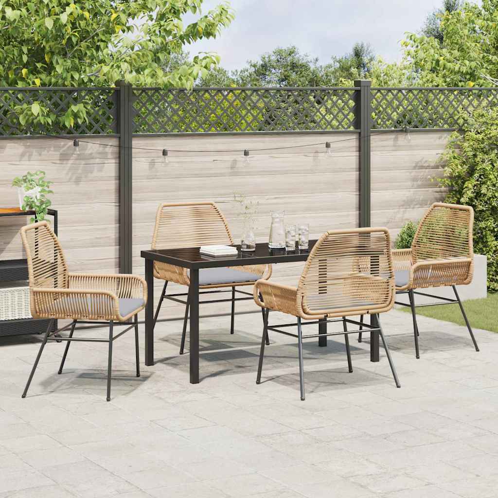 Tuin eettafelset met kussen 5 pcs Bruin poly rattan – afbeelding 4