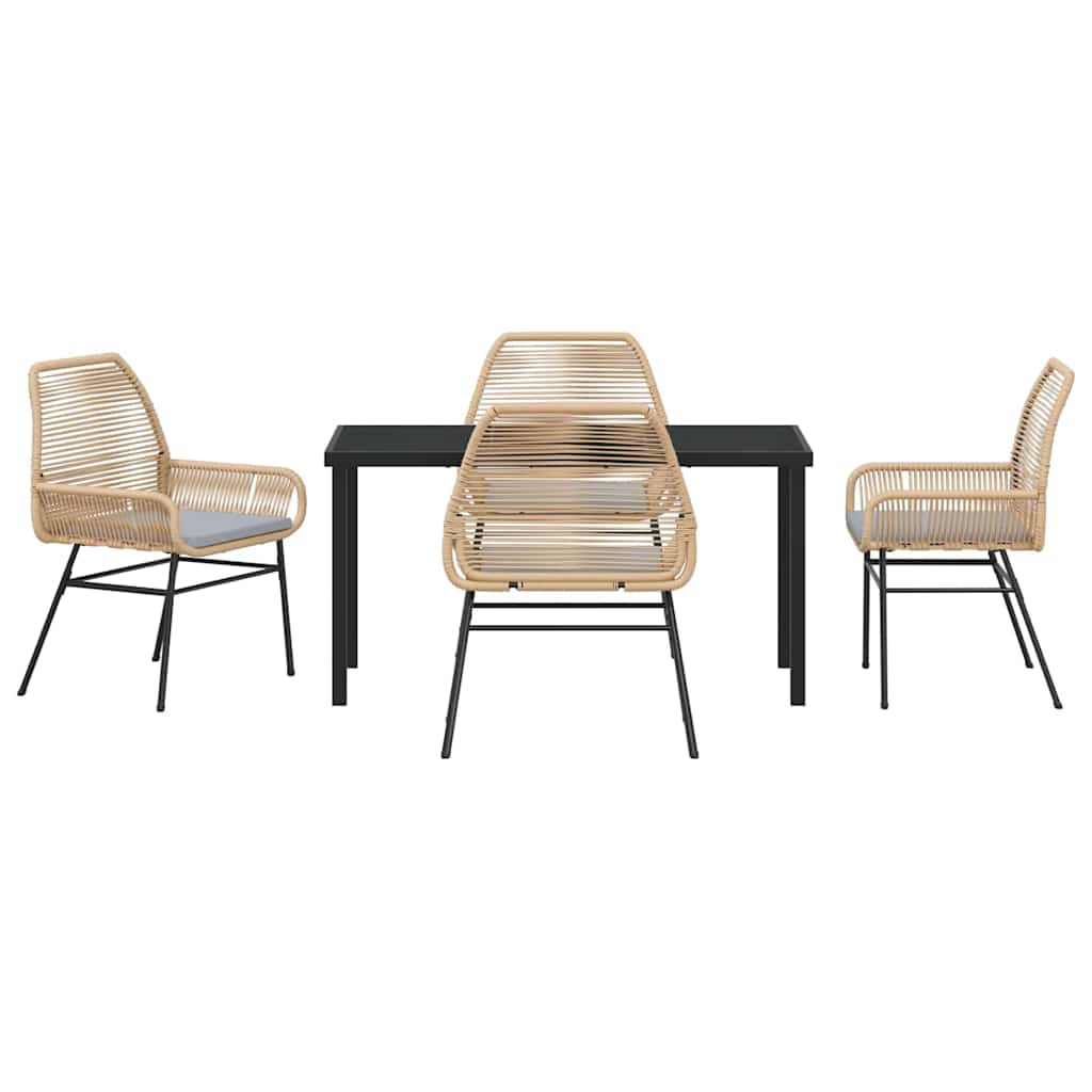 Tuin eettafelset met kussen 5 pcs Bruin poly rattan – afbeelding 7