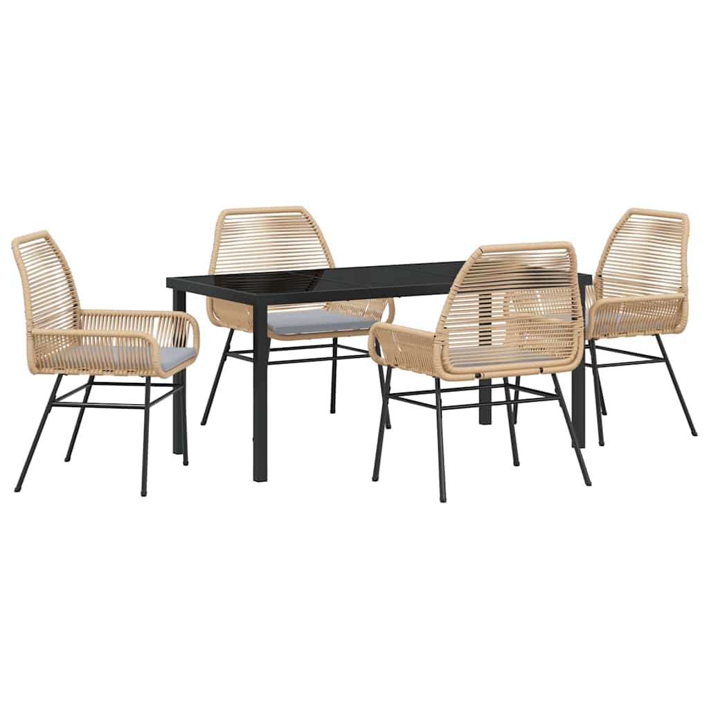 Tuin eettafelset met kussen 5 pcs Bruin poly rattan – afbeelding 2
