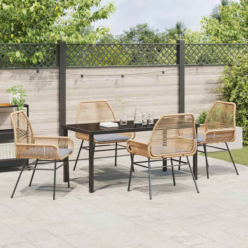 Tuin eettafelset met kussen 5 pcs Bruin poly rattan – afbeelding 4