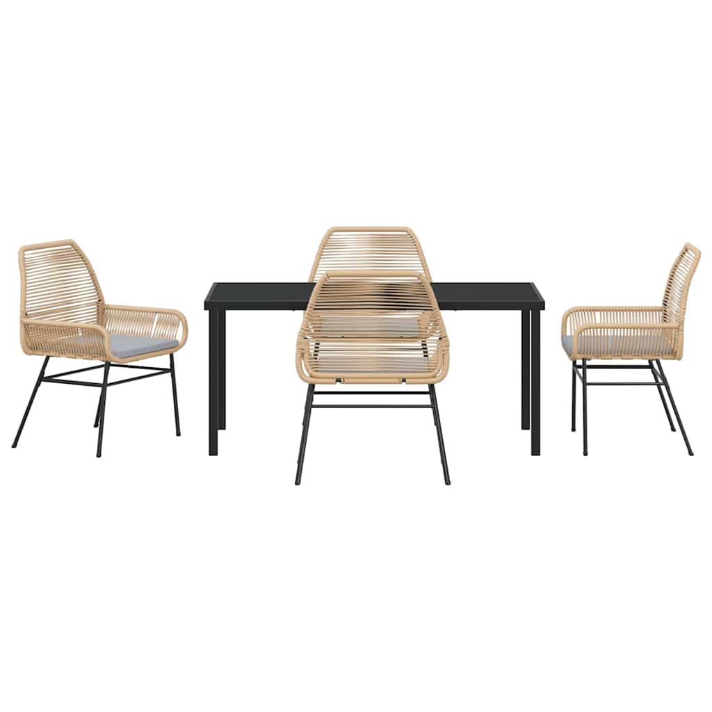 Tuin eettafelset met kussen 5 pcs Bruin poly rattan – afbeelding 7
