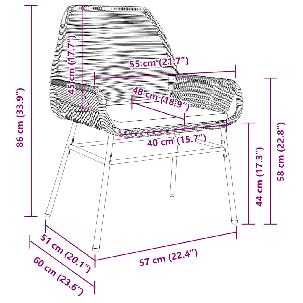 Tuin eettafelset met kussen 7 pcs Bruin poly rattan – afbeelding 10