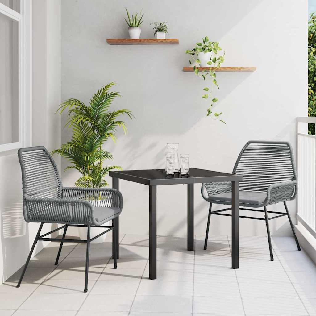 Tuin eettafelset met kussen 3 pcs Grijs poly rattan – afbeelding 1