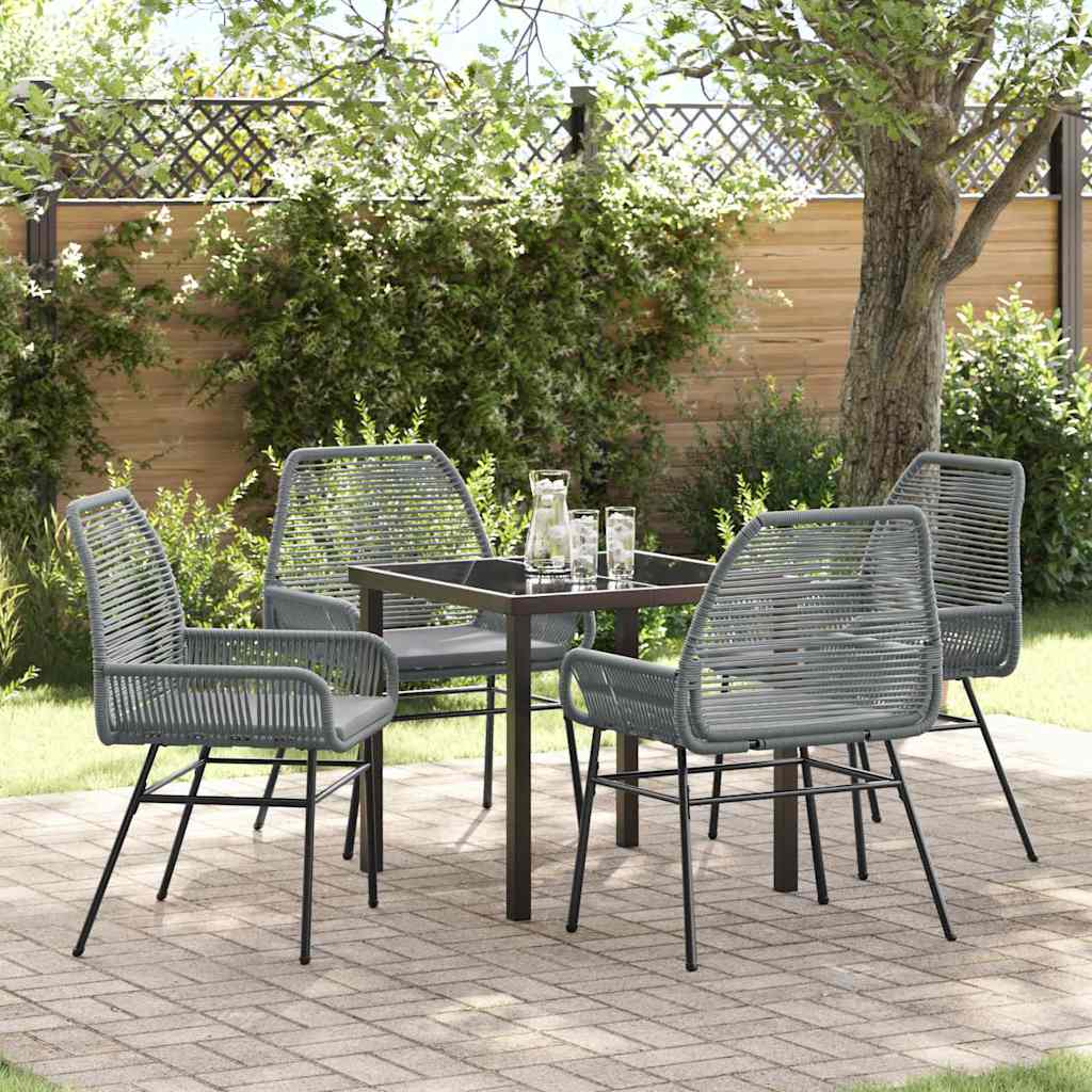 Tuin eettafelset met kussen 5 pcs Grijs poly rattan – afbeelding 1