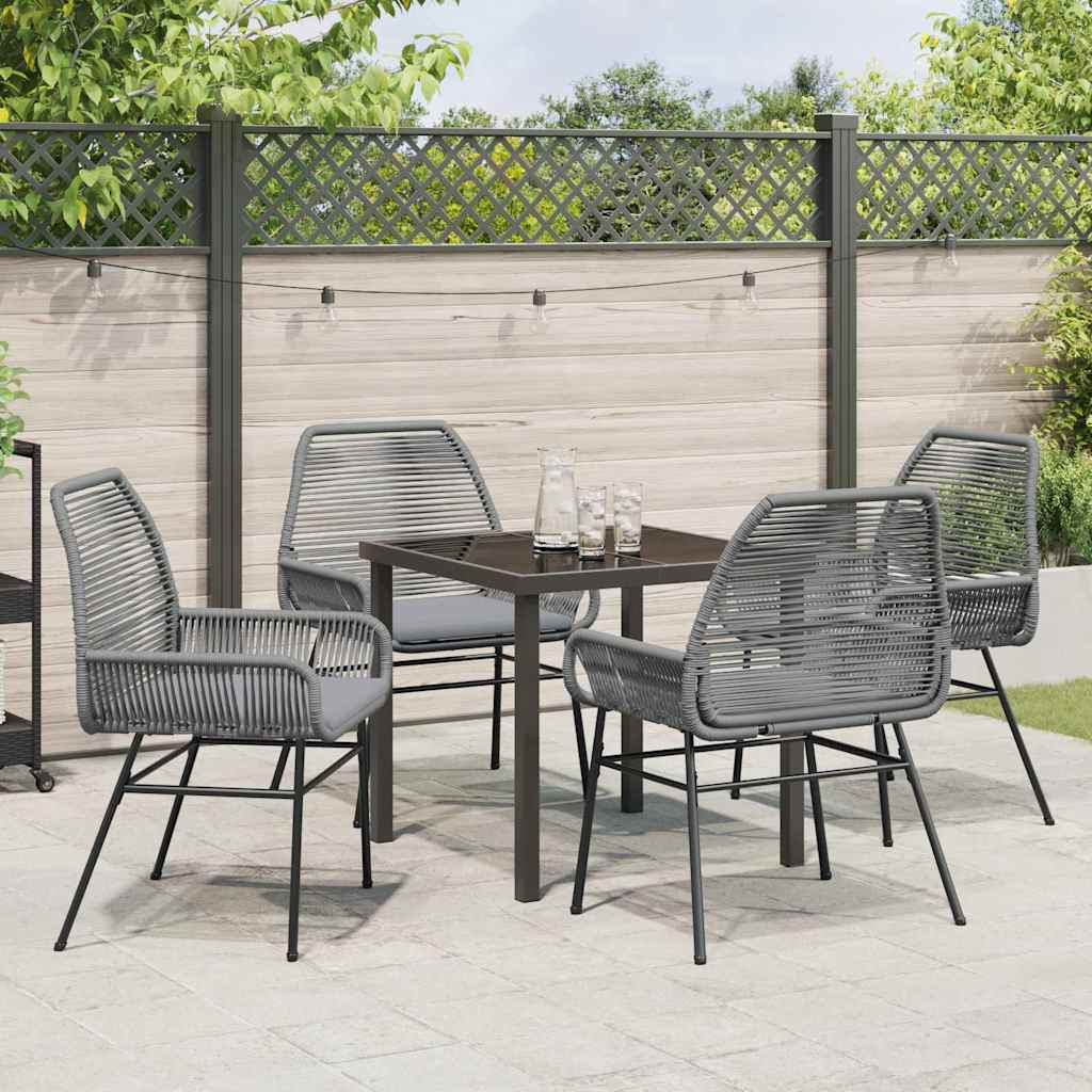 Tuin eettafelset met kussen 5 pcs Grijs poly rattan – afbeelding 4
