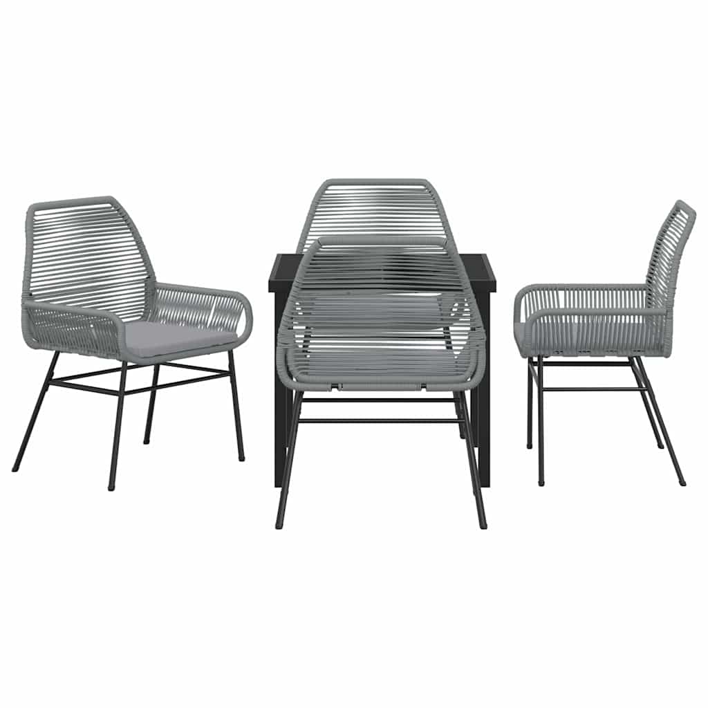 Tuin eettafelset met kussen 5 pcs Grijs poly rattan – afbeelding 7