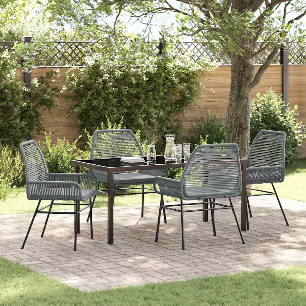 Tuin eettafelset met kussen 5 pcs Grijs poly rattan – afbeelding 1