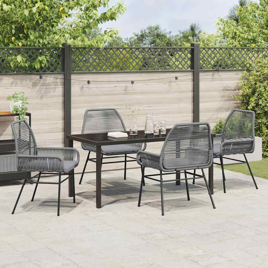 Tuin eettafelset met kussen 5 pcs Grijs poly rattan – afbeelding 4