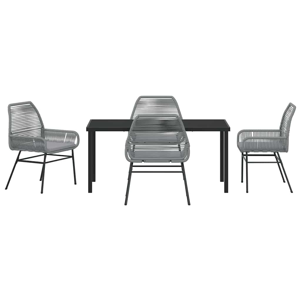 Tuin eettafelset met kussen 5 pcs Grijs poly rattan – afbeelding 7