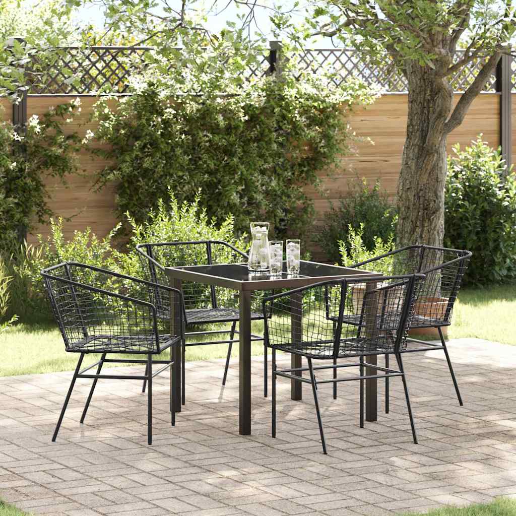 Tuin eettafelset 5 pcs Zwart poly rattan – afbeelding 1