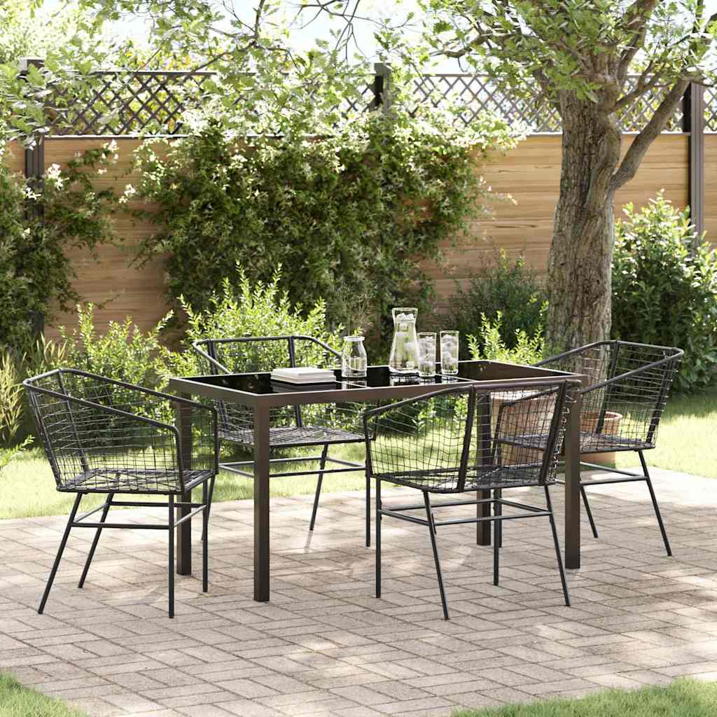 Tuin eettafelset 5 pcs Zwart poly rattan – afbeelding 1