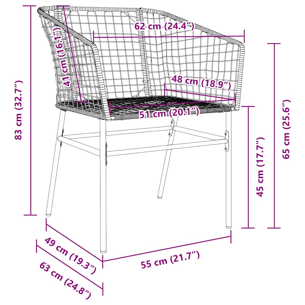 Tuin eettafelset 5 pcs Bruin poly rattan – afbeelding 10
