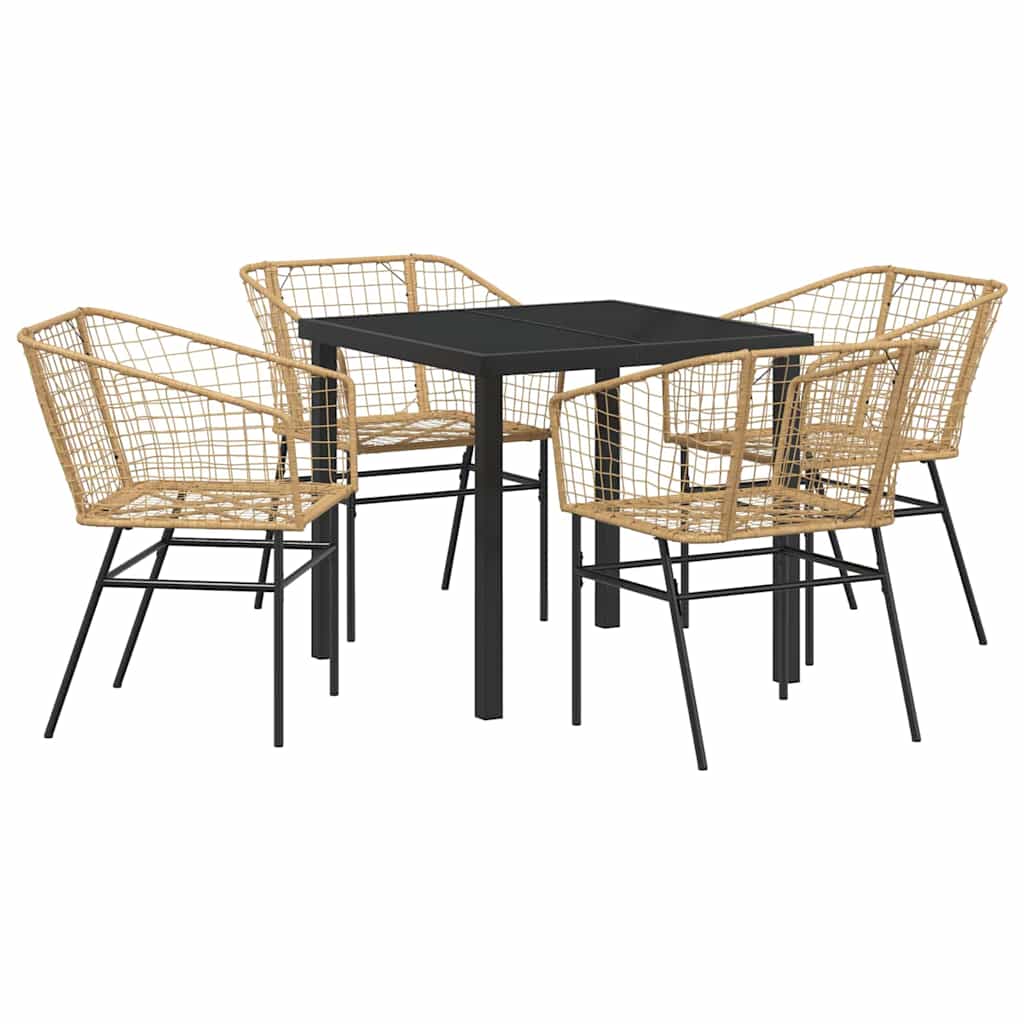 Tuin eettafelset 5 pcs Bruin poly rattan – afbeelding 2