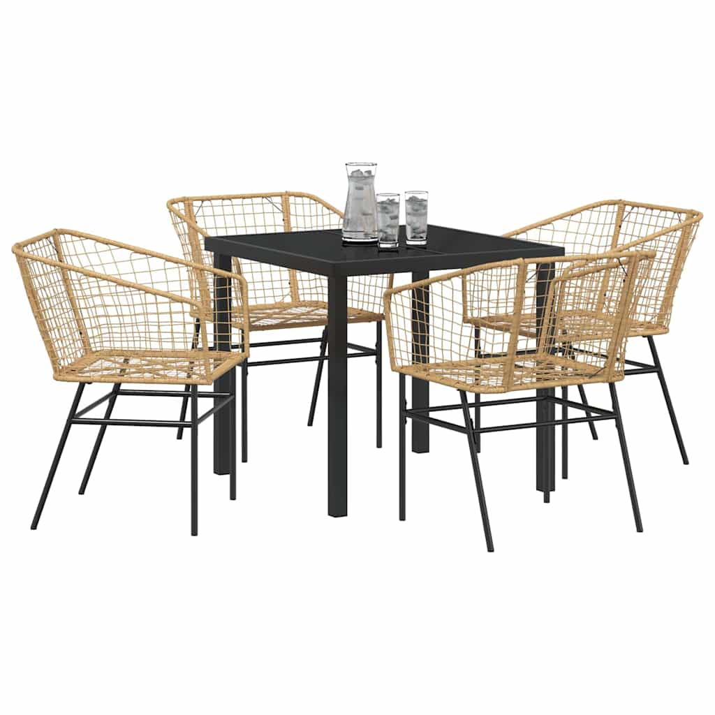 Tuin eettafelset 5 pcs Bruin poly rattan – afbeelding 3