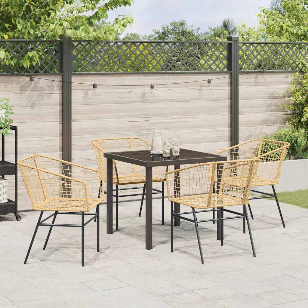 Tuin eettafelset 5 pcs Bruin poly rattan – afbeelding 4