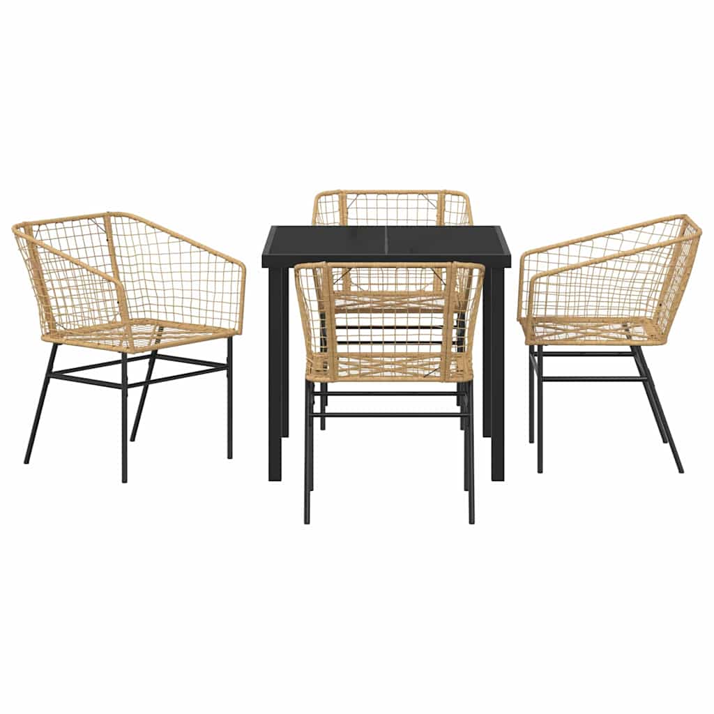 Tuin eettafelset 5 pcs Bruin poly rattan – afbeelding 7
