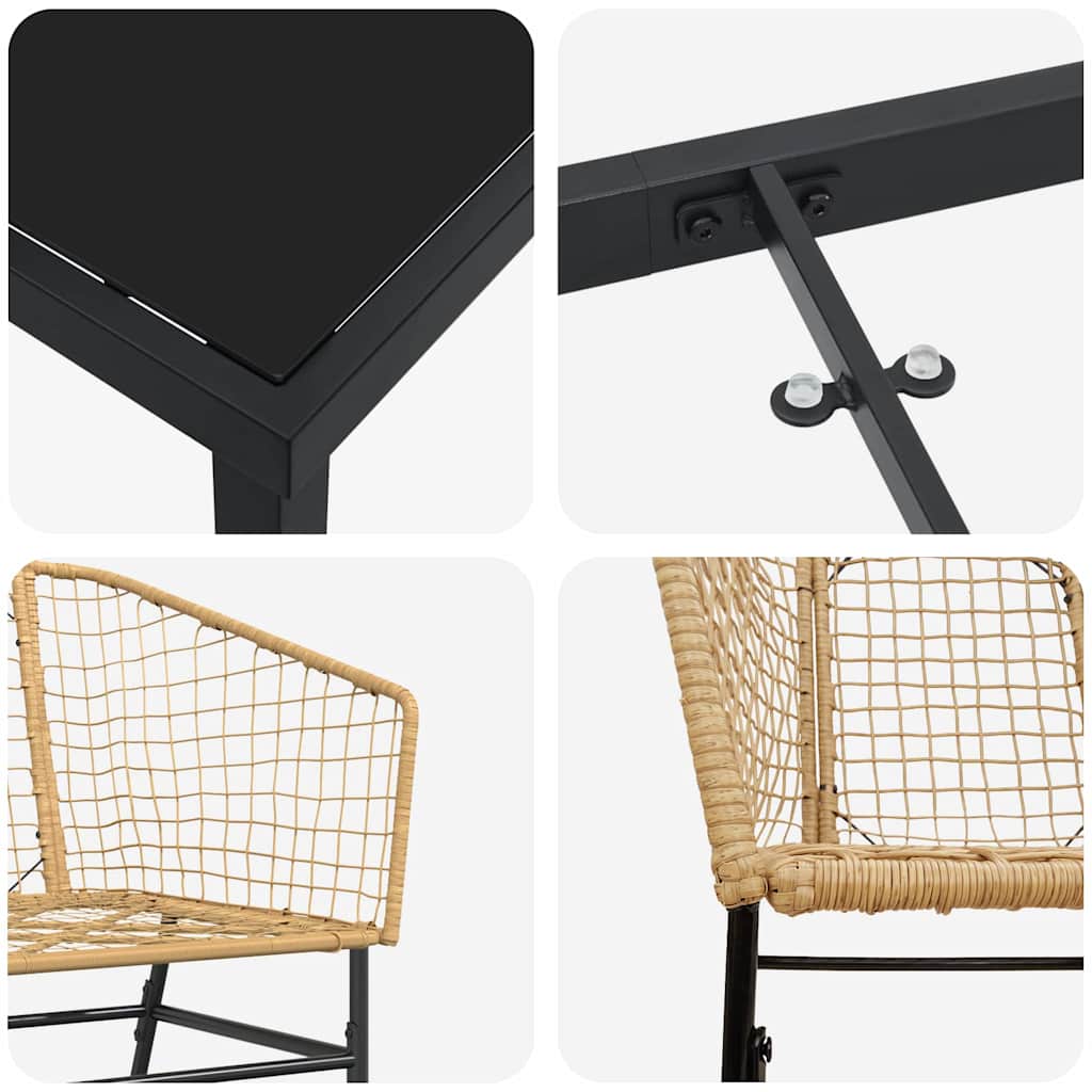 Tuin eettafelset 5 pcs Bruin poly rattan – afbeelding 9