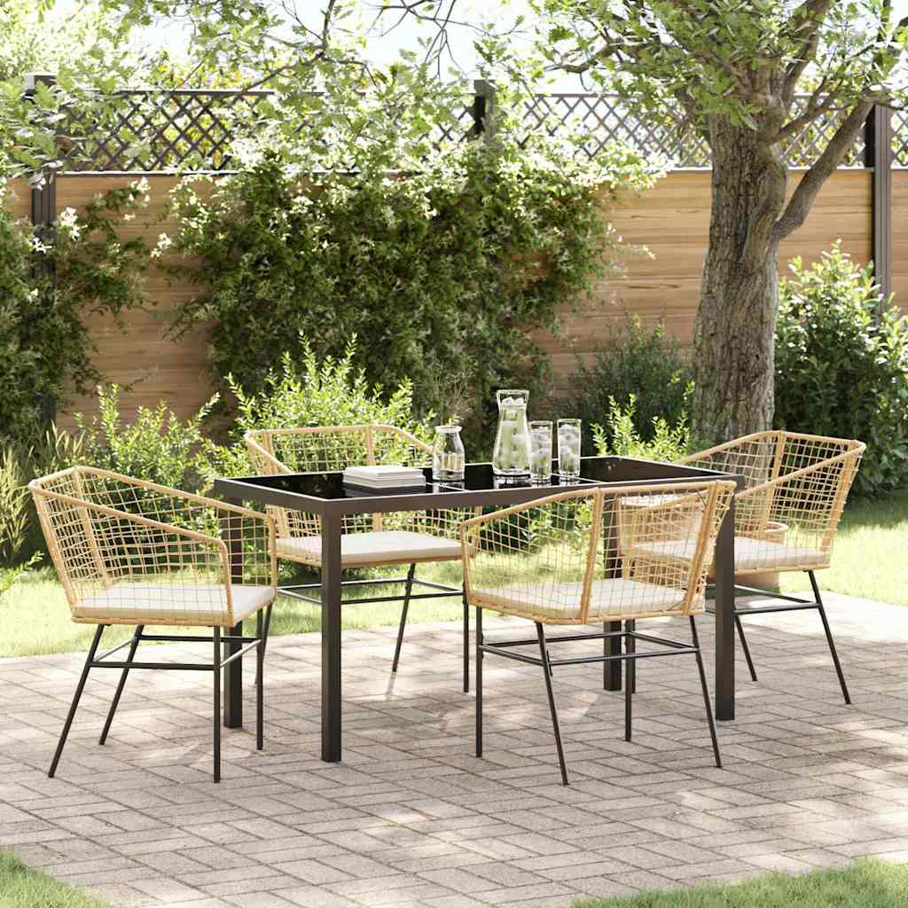 Tuin eettafelset 5 pcs Bruin poly rattan – afbeelding 1