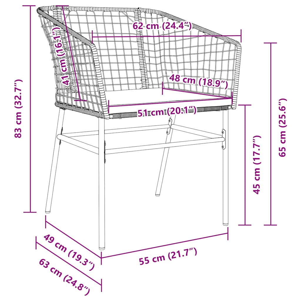 Tuin eettafelset 9 pcs Bruin poly rattan – afbeelding 10