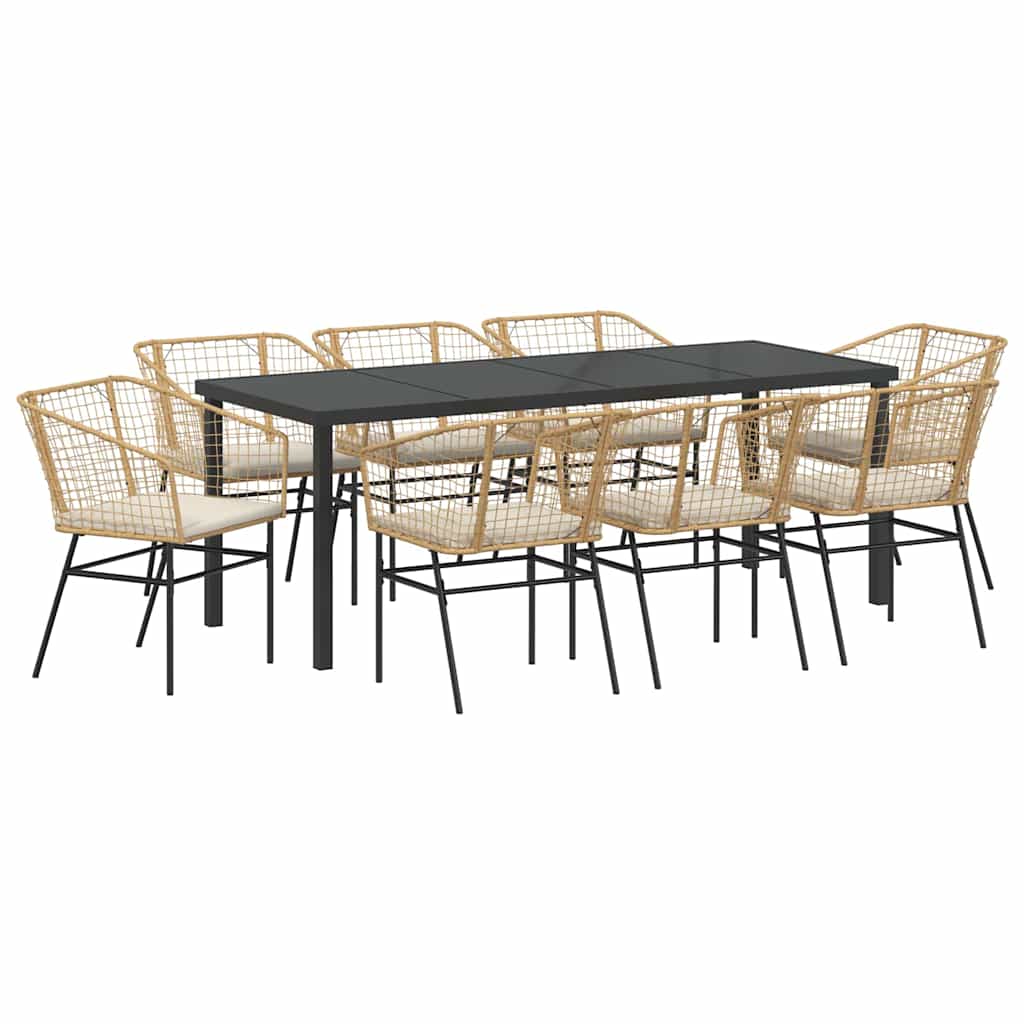 Tuin eettafelset 9 pcs Bruin poly rattan – afbeelding 2