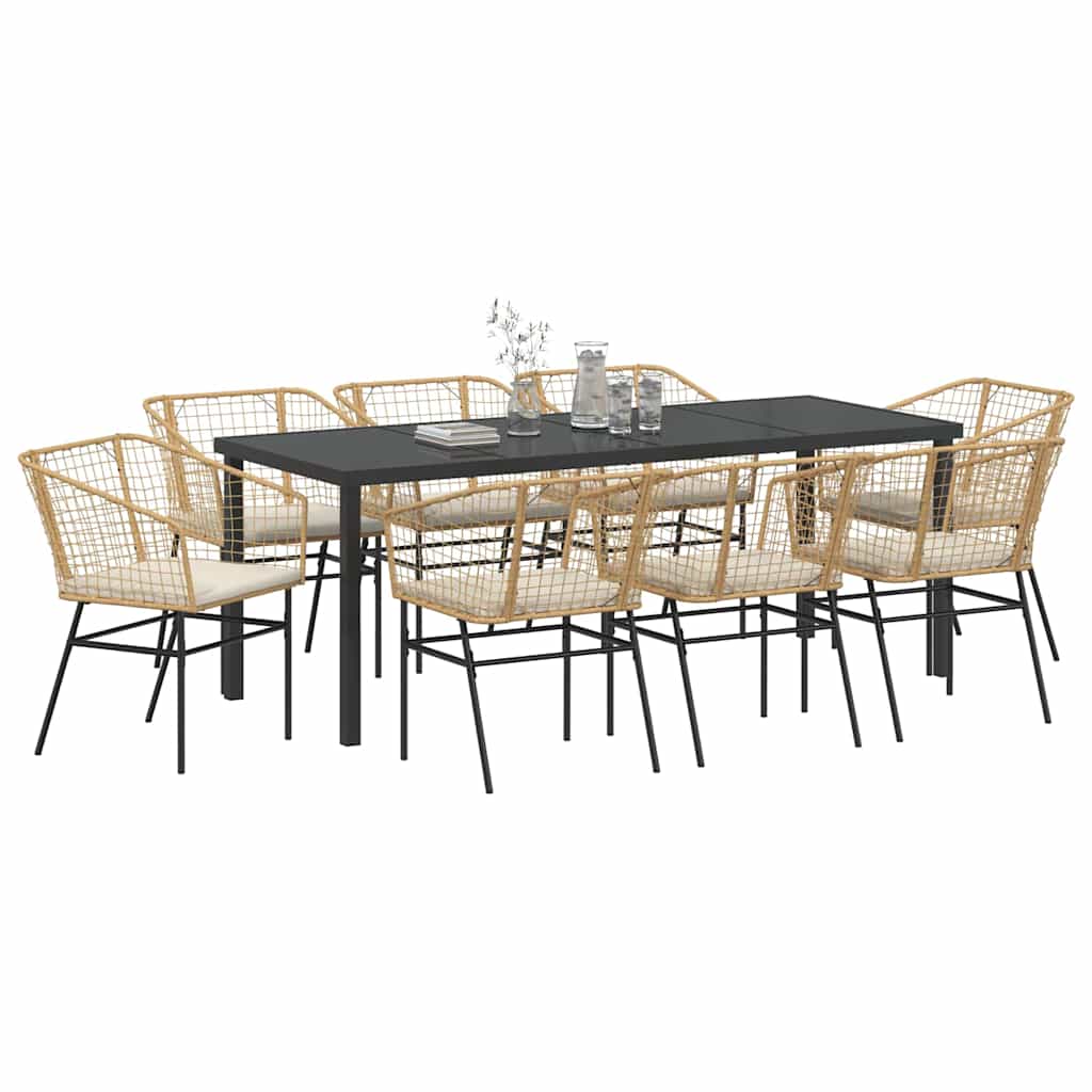 Tuin eettafelset 9 pcs Bruin poly rattan – afbeelding 3