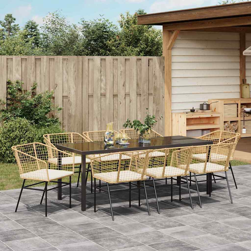 Tuin eettafelset 9 pcs Bruin poly rattan – afbeelding 4
