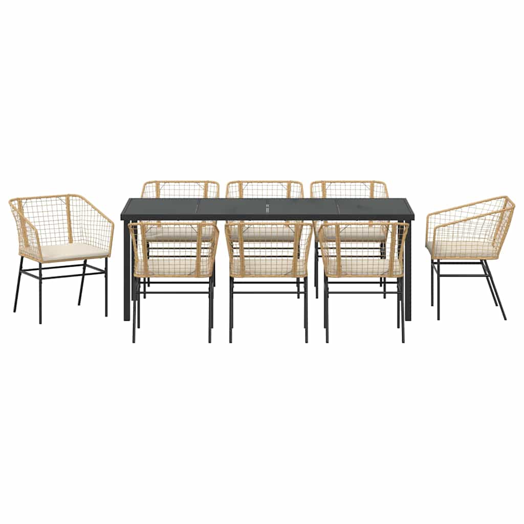 Tuin eettafelset 9 pcs Bruin poly rattan – afbeelding 7