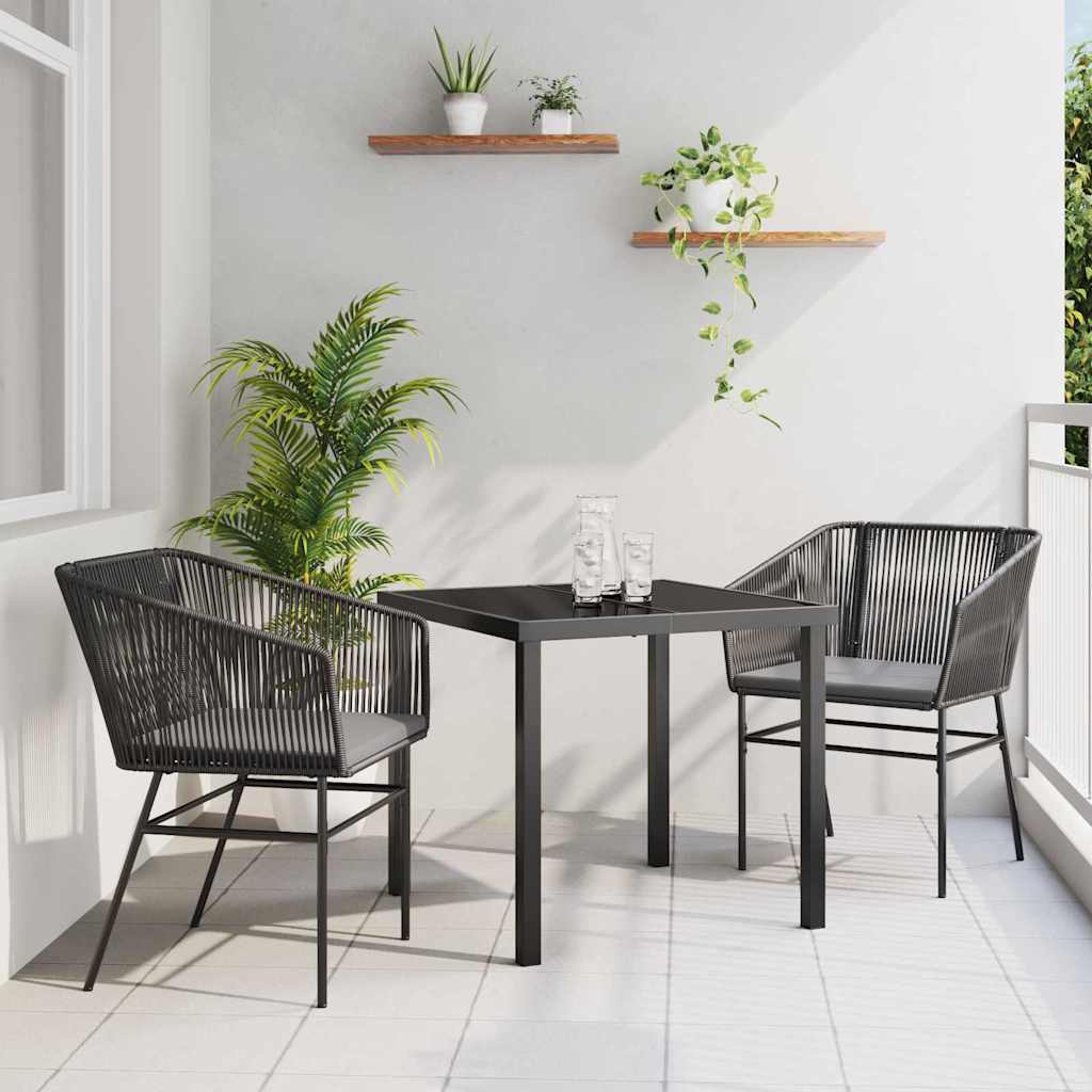Tuin eettafelset met kussen 3 pcs Zwart Gepoedercoat staal – afbeelding 1