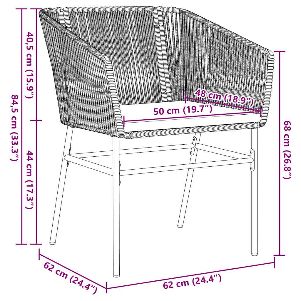 Tuin eettafelset met kussen 3 pcs Zwart Gepoedercoat staal – afbeelding 11