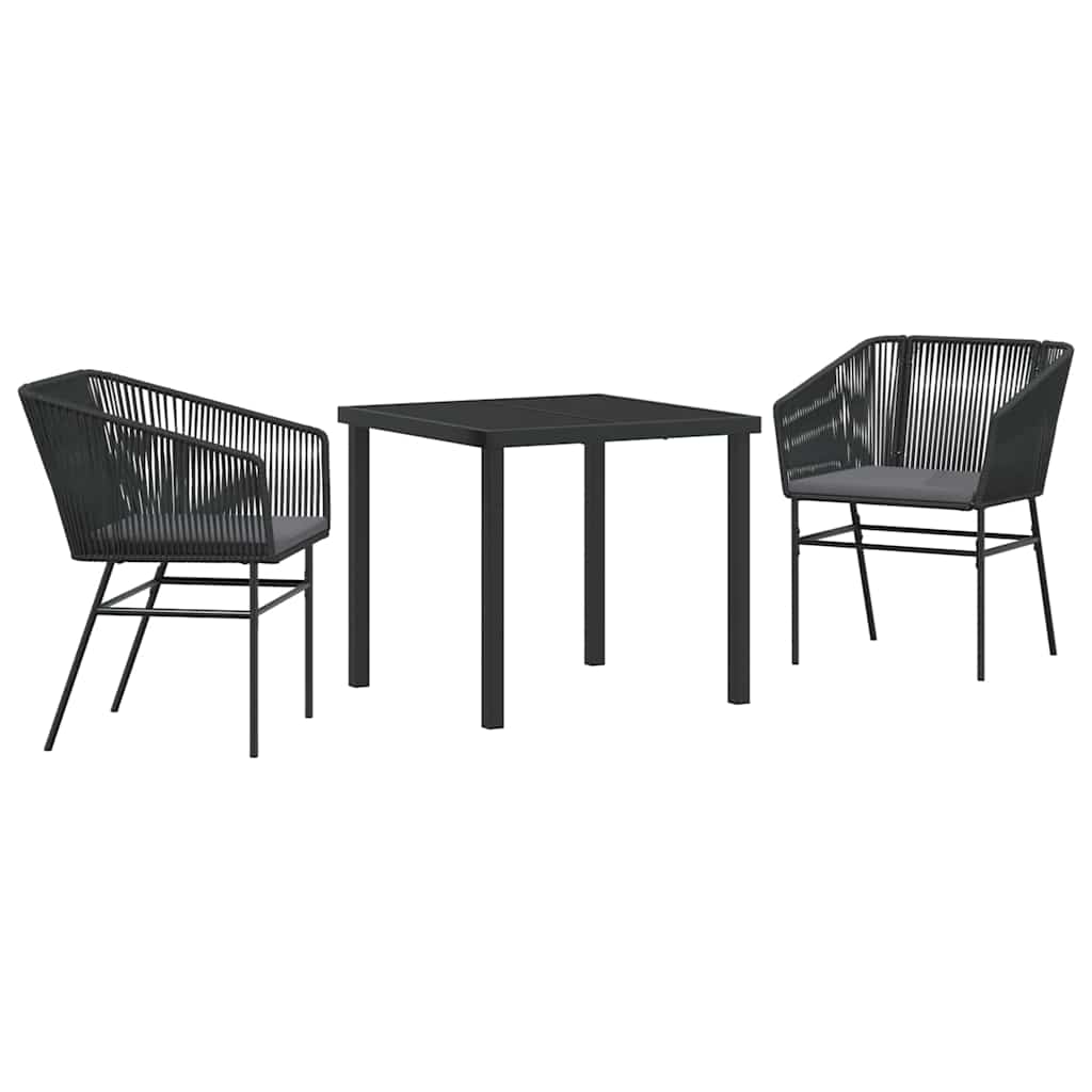 Tuin eettafelset met kussen 3 pcs Zwart Gepoedercoat staal – afbeelding 2