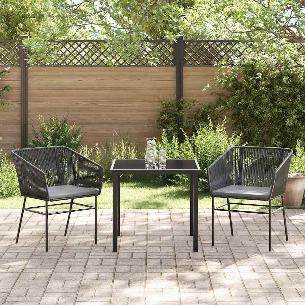Tuin eettafelset met kussen 3 pcs Zwart Gepoedercoat staal – afbeelding 4