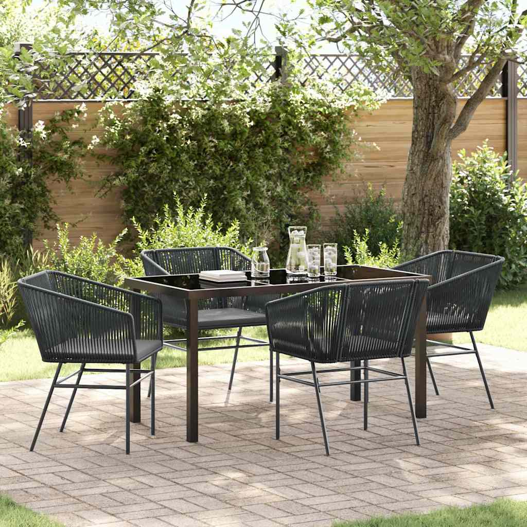 Tuin eettafelset met kussen 5 pcs Zwart Gepoedercoat staal – afbeelding 1