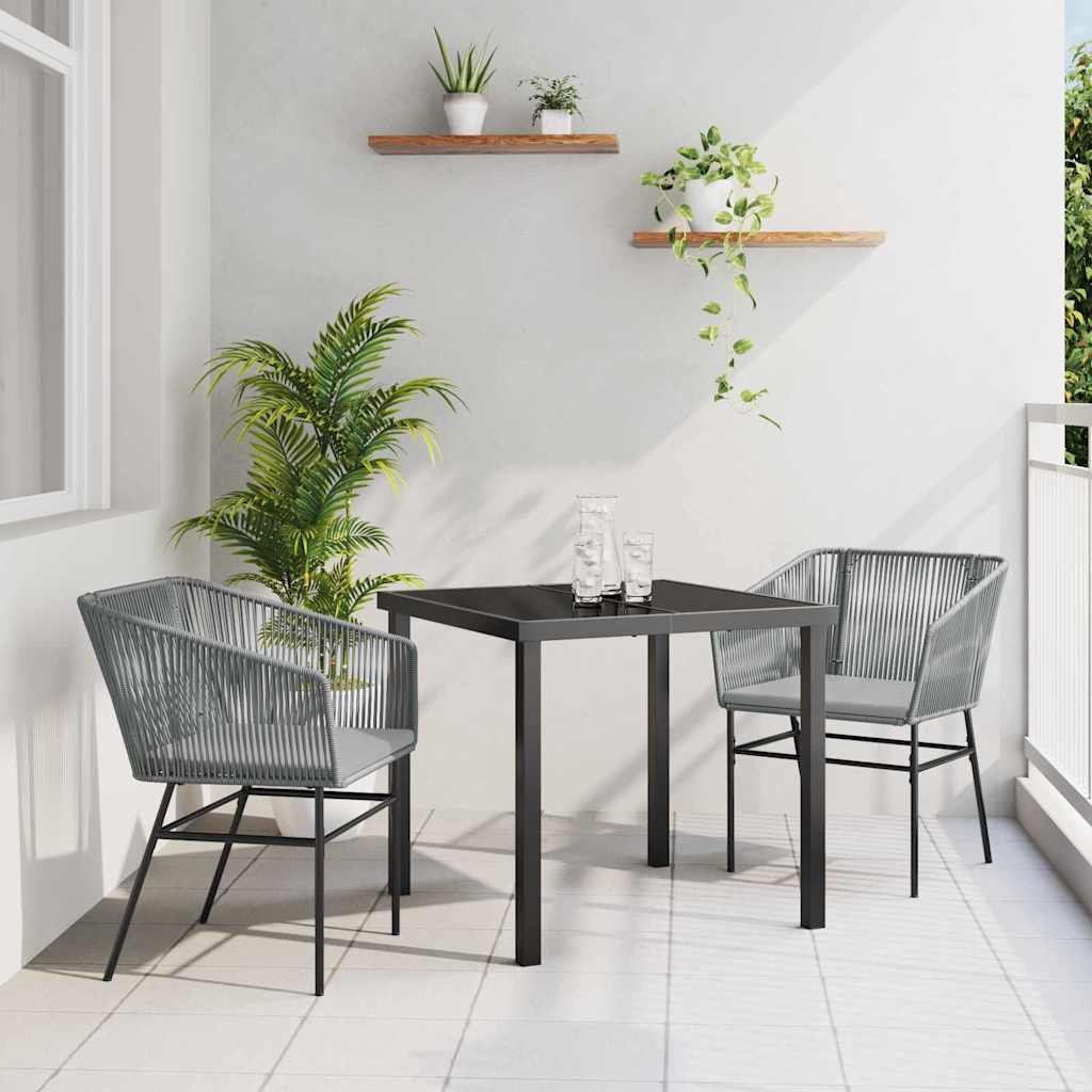 Tuin eettafelset met kussen 3 pcs Grijs Gepoedercoat staal – afbeelding 1