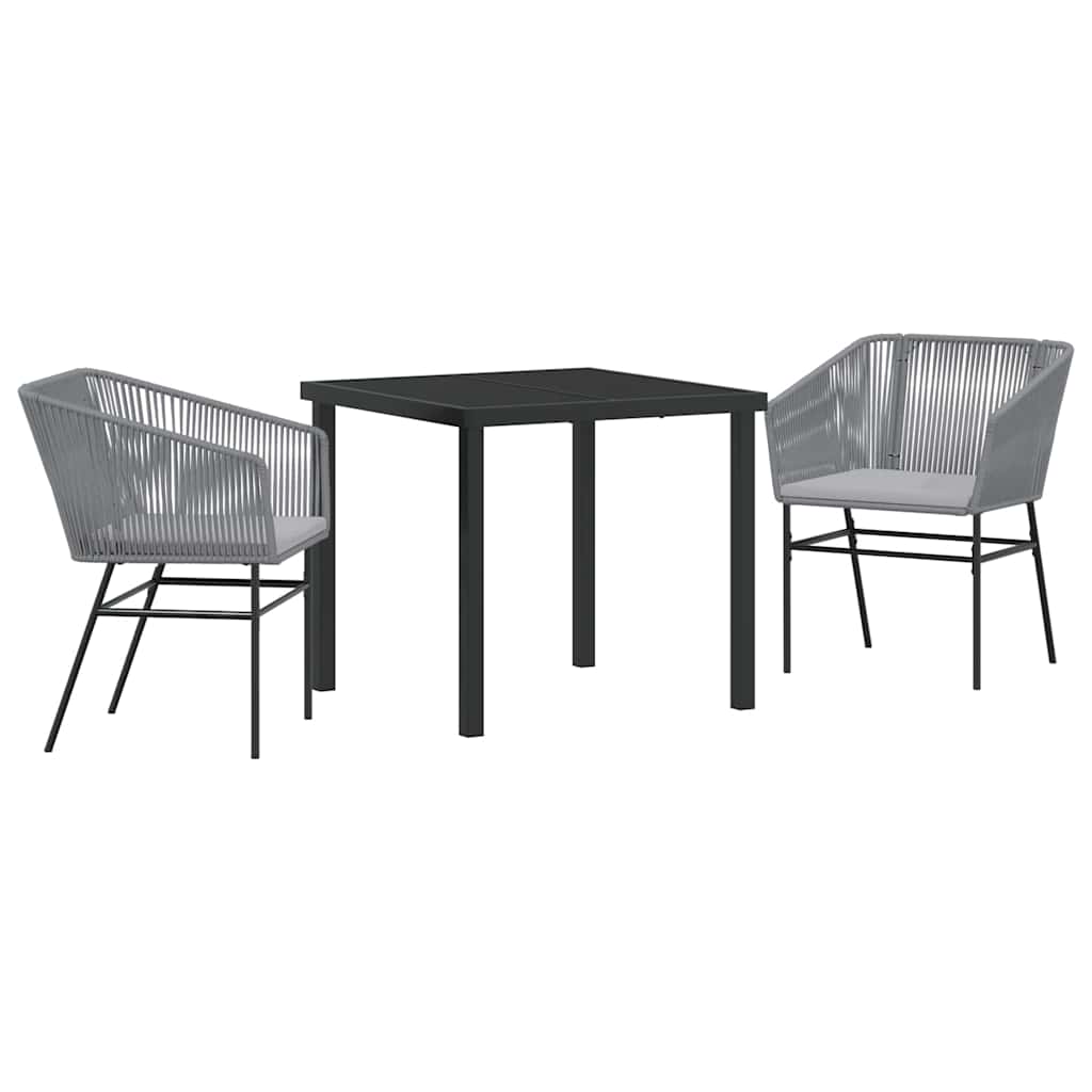 Tuin eettafelset met kussen 3 pcs Grijs Gepoedercoat staal – afbeelding 2