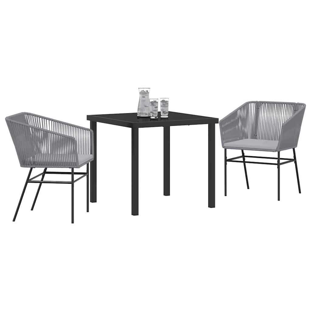 Tuin eettafelset met kussen 3 pcs Grijs Gepoedercoat staal – afbeelding 3