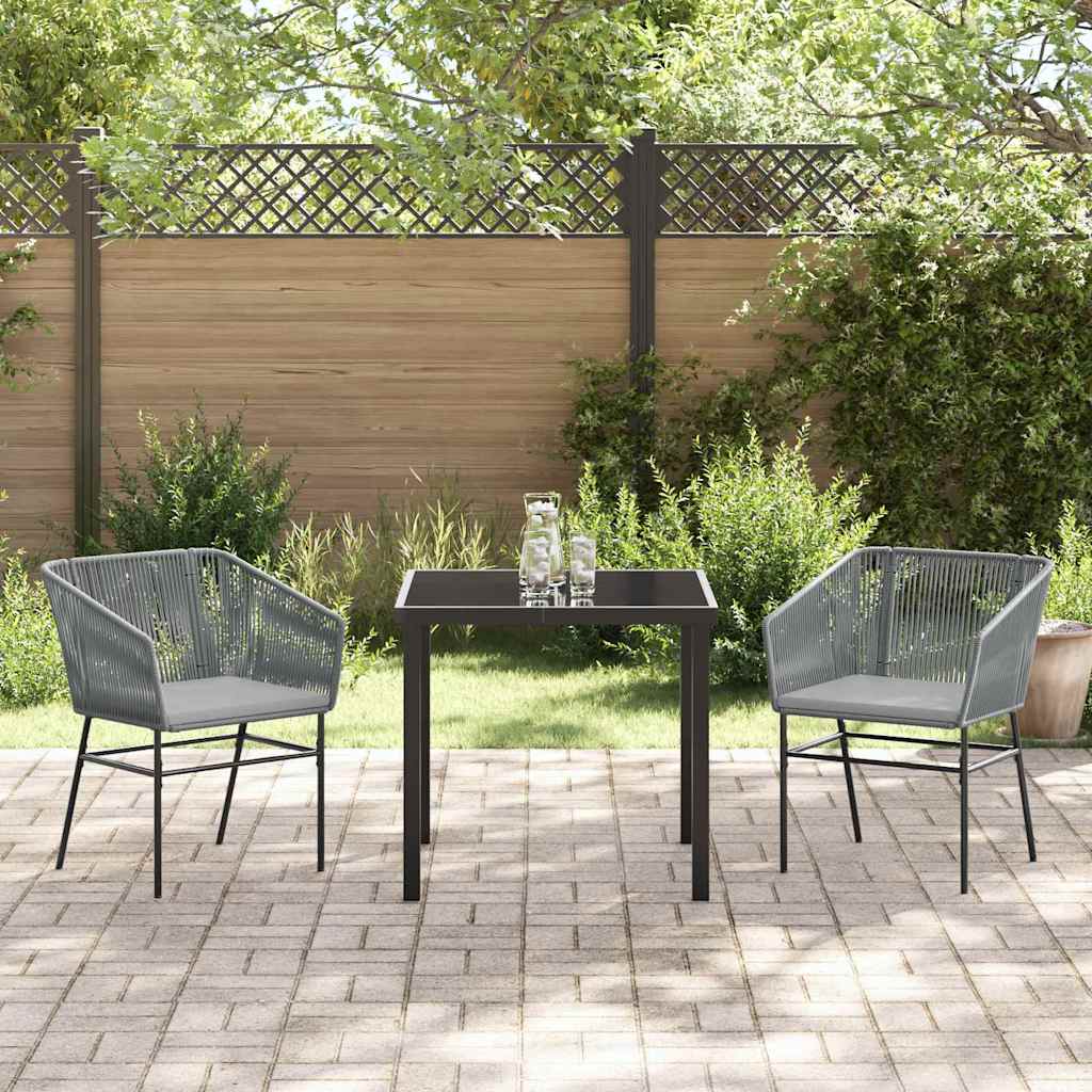 Tuin eettafelset met kussen 3 pcs Grijs Gepoedercoat staal – afbeelding 4