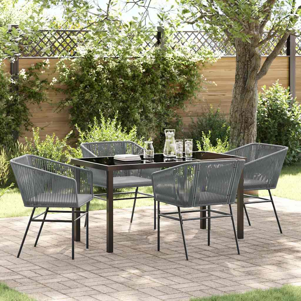 Tuin eettafelset met kussen 5 pcs Grijs Gepoedercoat staal – afbeelding 1
