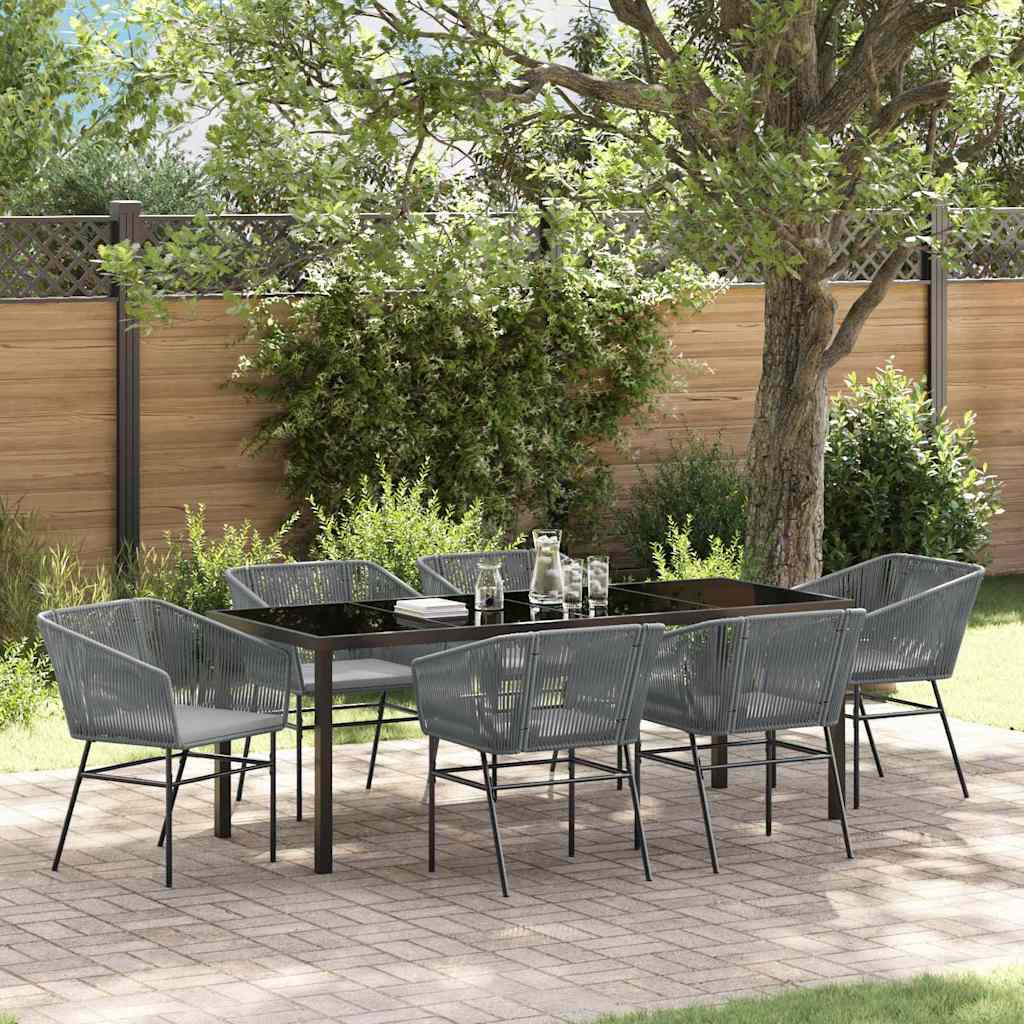 Tuin eettafelset met kussen 7 pcs Grijs Gepoedercoat staal – afbeelding 1