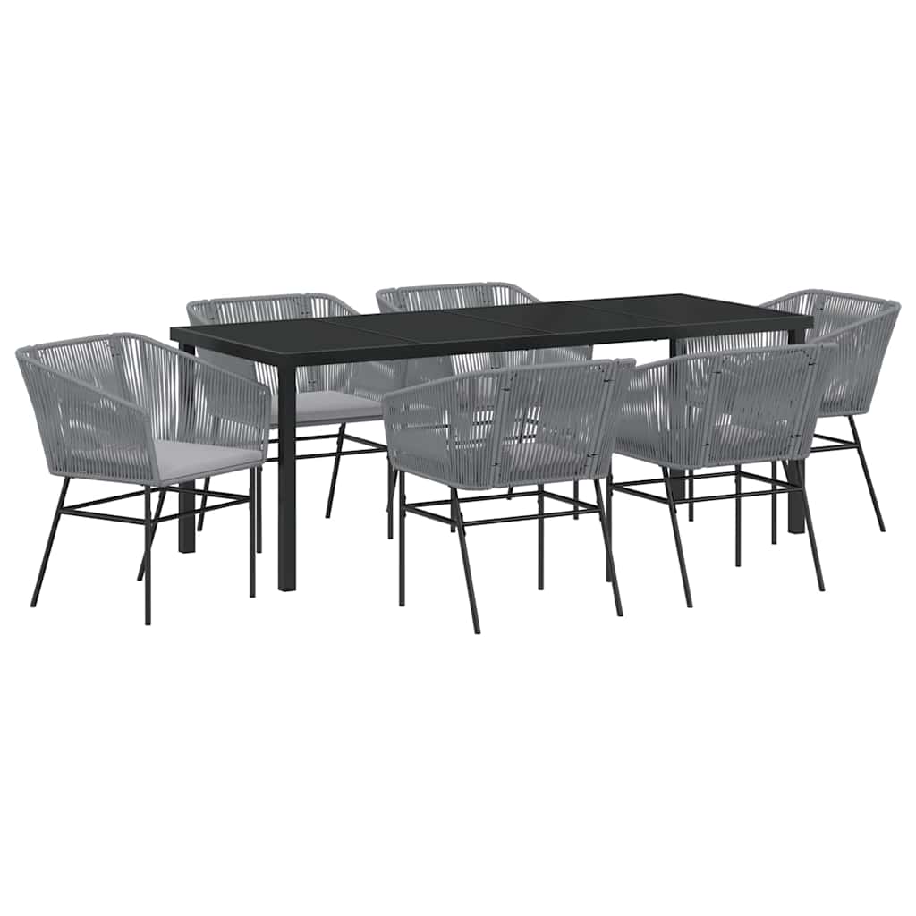 Tuin eettafelset met kussen 7 pcs Grijs Gepoedercoat staal – afbeelding 2