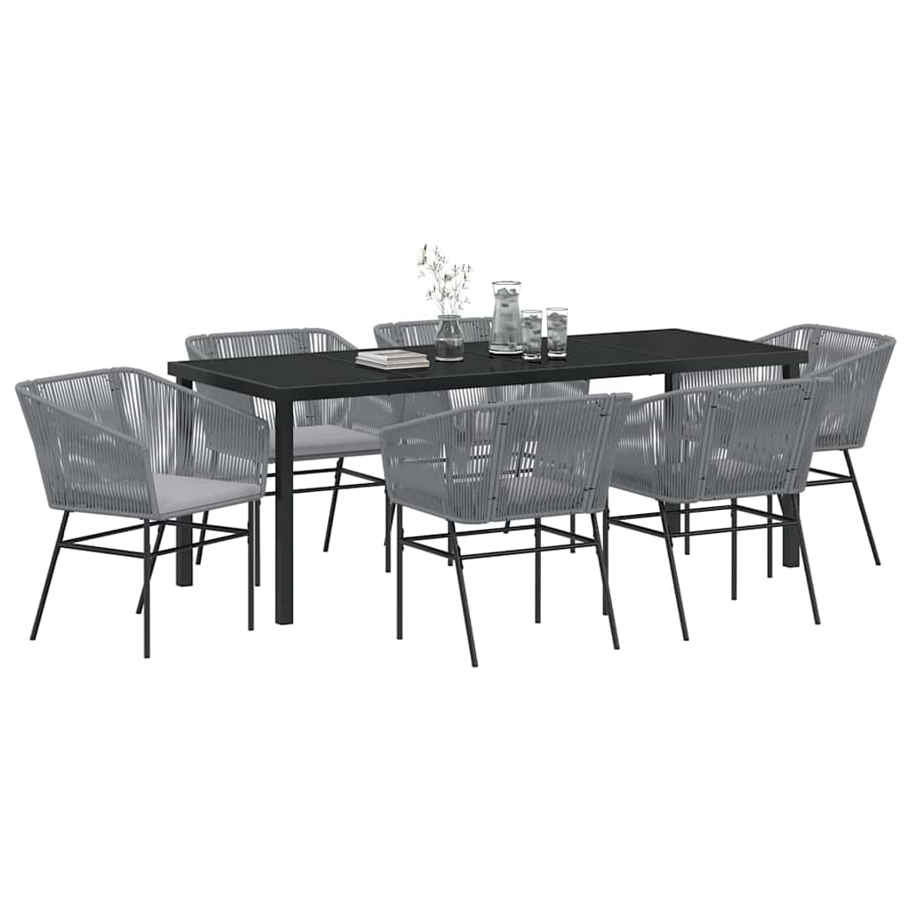 Tuin eettafelset met kussen 7 pcs Grijs Gepoedercoat staal – afbeelding 3