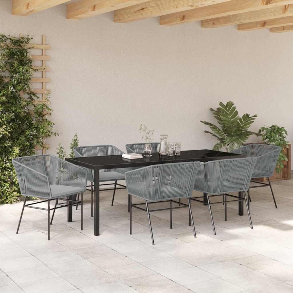 Tuin eettafelset met kussen 7 pcs Grijs Gepoedercoat staal – afbeelding 4